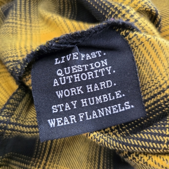 Dixxon Flannel Co Form & Function Black/Yellow Plaid Flannel Pearl Snap Women L - Picture 8 of 9